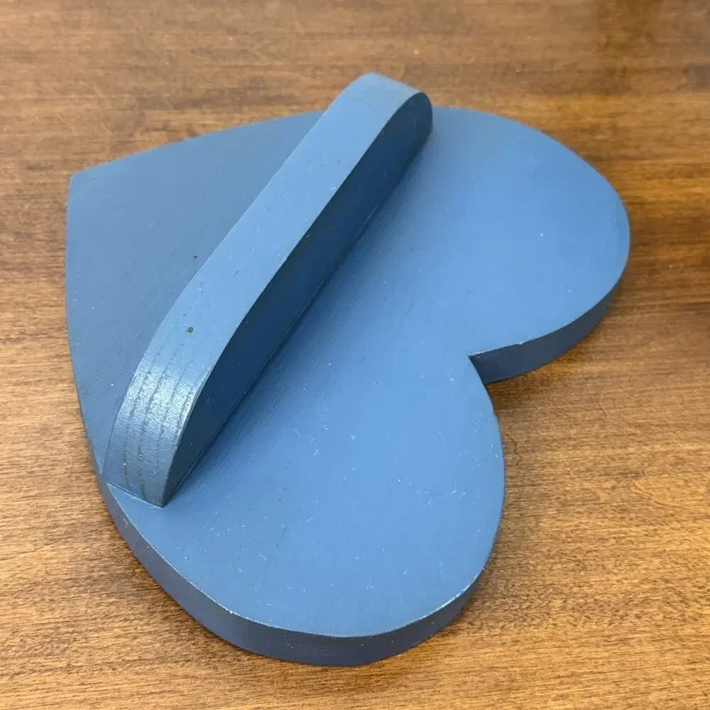 Wooden Blue Heart Shelf Wall Decor Trinkets 8.5